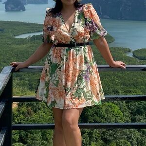 H&M Multicolor Chiffon Floral Dress